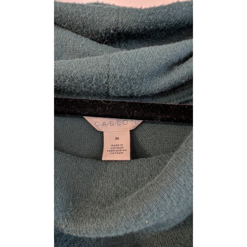 Caslon Deep Teal Brushed Knit Cowl Neck Tunic Sweater 3X Plus Size Cozy - Picture 2 of 8